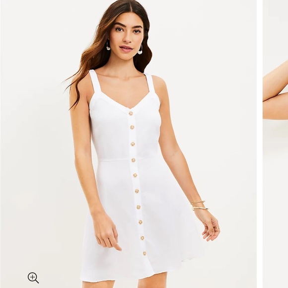 LOFT Dresses & Skirts - Loft Linen Blend‎ Strappy Button Flare Dress
